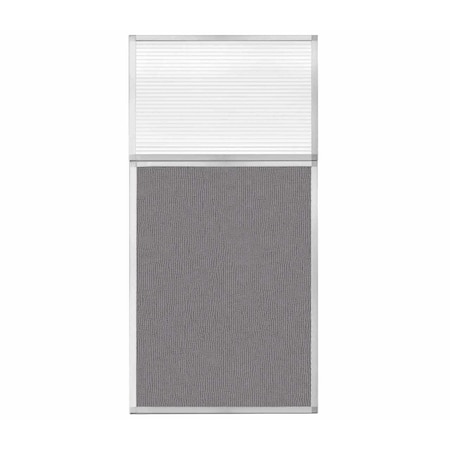 Versare Hush Panel Configurable Cubicle Partition 3' x 6' W/ Window Slate Fabric Clear Fluted Window 1852319-1